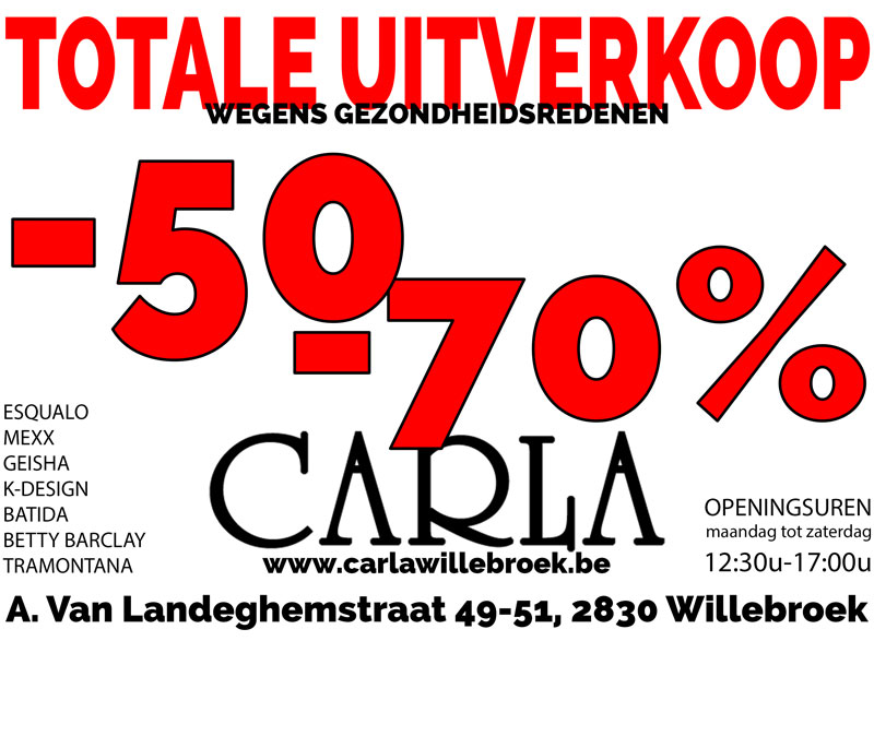 Totale uitverkoop -50 tot -70%
